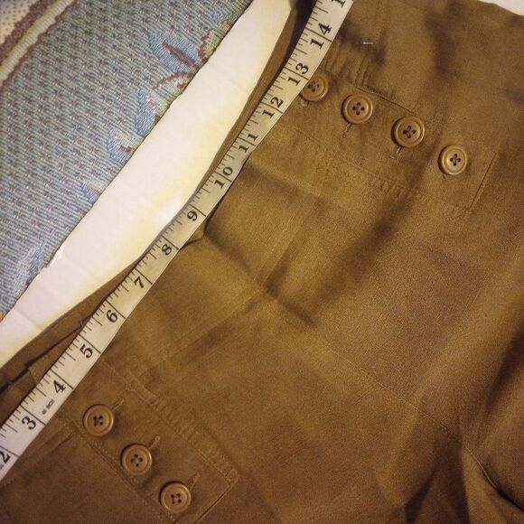 Larry Levine wide leg lenin trousers with button closure - Picture 5 of 9